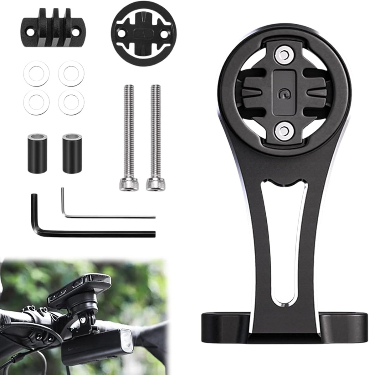 SnelShoppen - Bicycle Holder - Verstelbare Aluminium Handlebar Stem voor Garmin Edge 530, 540, 840, 1040, 1050 - Robuuste Out-Front Design - Geschikt