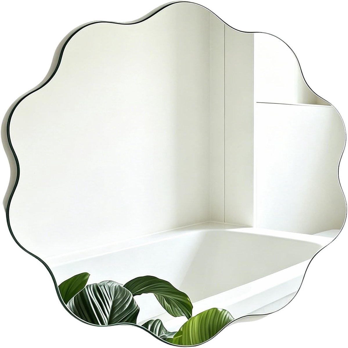 SnelShoppen - Wand spiegel met golvende rand 30 cm - Decoratieve ronde spiegel voor badkamer, woonkamer, slaapkamer - Hoogwaardige 2mm glas - Interieu