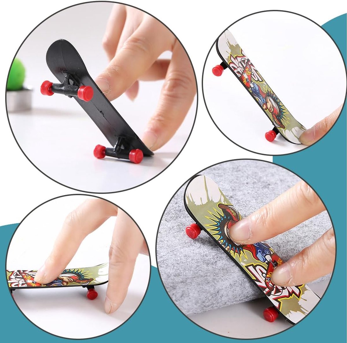 SnelShoppen - 20 Mini Finger Skates, Stijlvolle Mini Skates voor Kinderen en Volwassenen, Professionele Fingerboards in Random Designs, Perfecte Verja