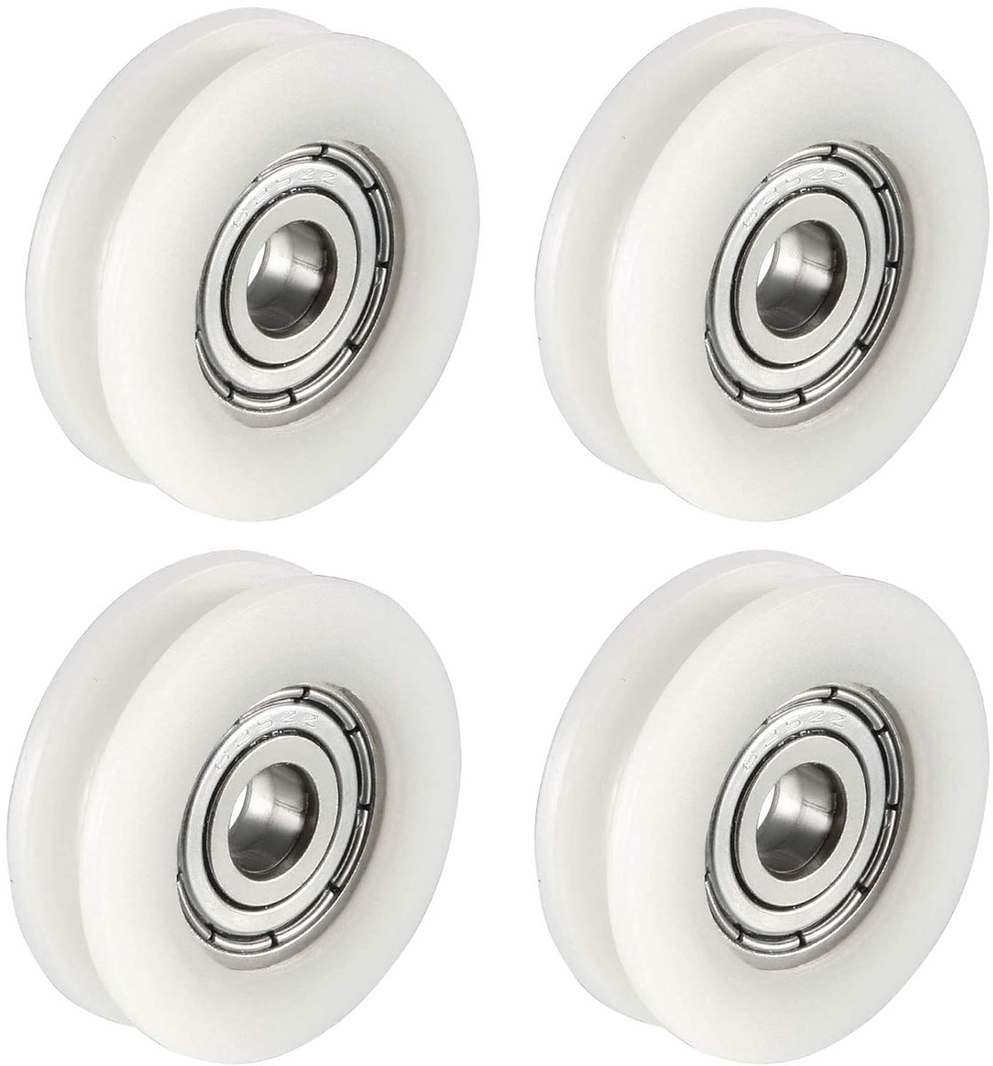 SnelShoppen - 4 Stuks U Groove Nylon Kogellagers Wielen 5x24x7mm voor Meubels, Hoogwaardige POM & Koolstofstaal, Perfect voor Vloeren & Tuinmeubelen