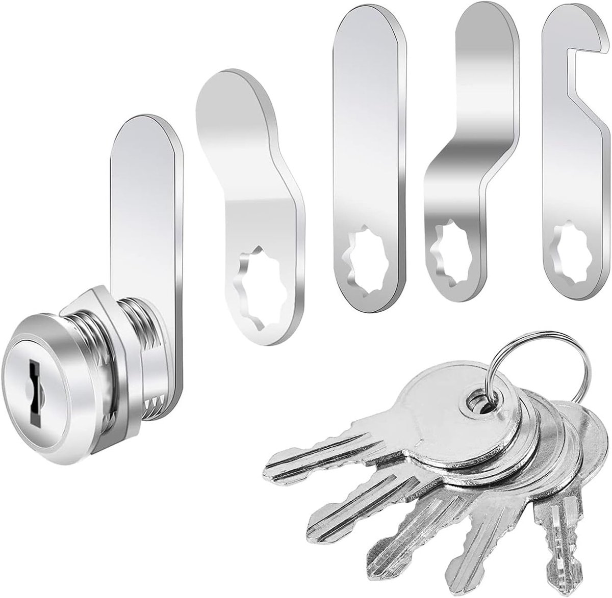 SnelShoppen - Spin Lock 16 mm Briefkast Slot met 5 Sleutels, Meubel Slot, Voor Kastdeuren, Duurzaam Zinklegering, Eenvoudige Installatie