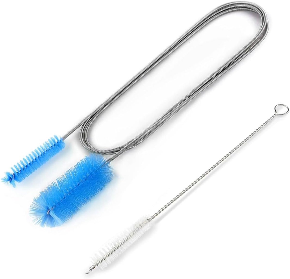 SnelShoppen - RVS Tube Reinigingsborstel - Veelzijdige Nylon Borstelset voor Aquarium en Meer - Dubbelzijdige Borstel 15.5 cm en Compacte Borstel 13 x