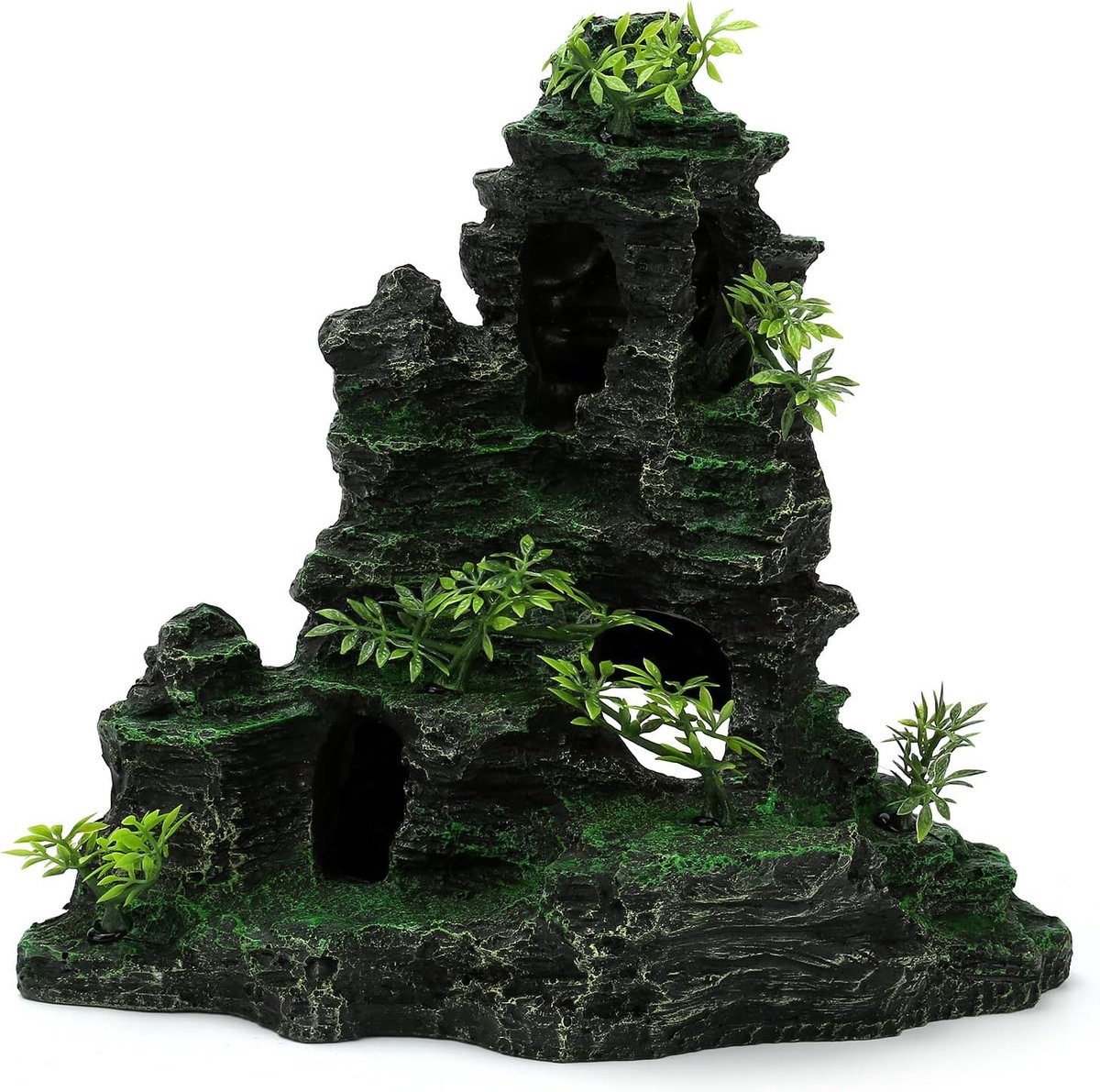 SnelShoppen - Grote Aquariumdecoraties Bergzicht Steen - Extra Groot Hars Rotstuin Ornament met Meerdere Grotten voor Betta Vissen en Kleine Vissen -