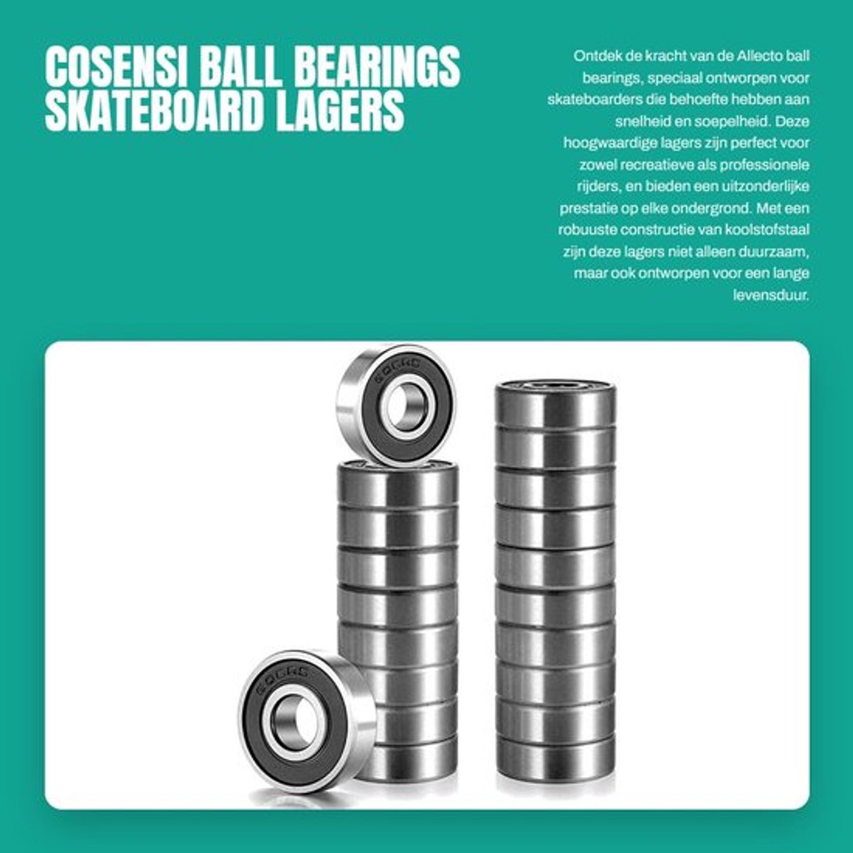 Kogellagers 20 Stuks ABEC 7 Diepe Groef Kogelring Carbon Staal Snel en Glad Skateboardlagers