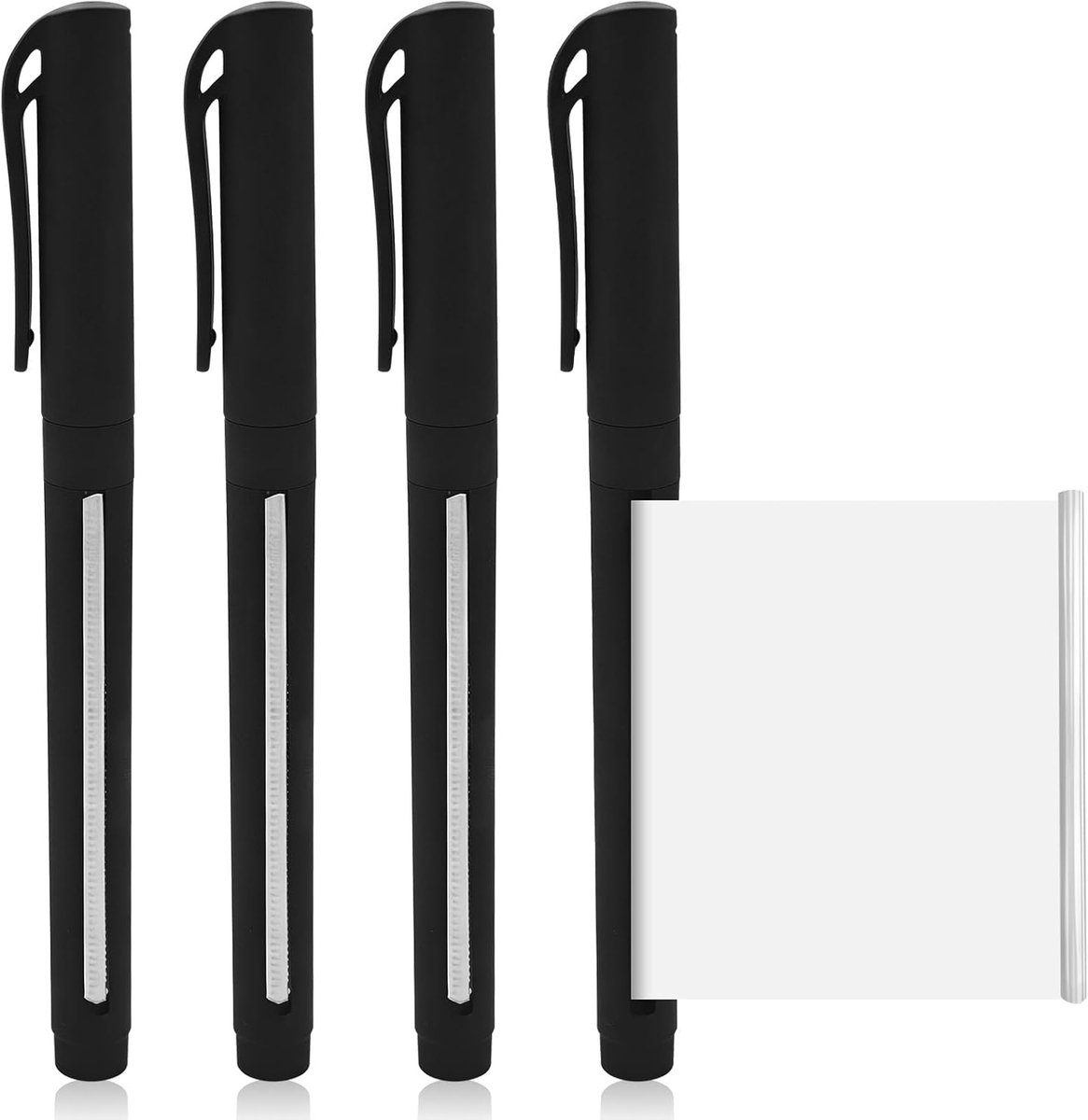 SnelShoppen - Pack van 4 Zwarte Ballpoint Pennen met Cheat Sheet Functie, 0.5mm Inkt, Perfect voor Studenten, Kantoor, School en Afstuderen
