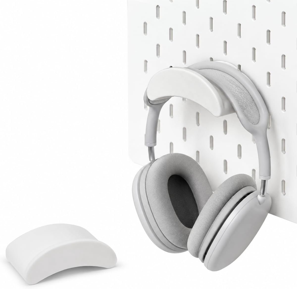SnelShoppen - Headphone holder voor IKEA Skadis - Hoofdtelefoonhouder - Wit - 3D Geprint - Makkelijk te Installeren - Opslag en Hangoplossing voor Hoo