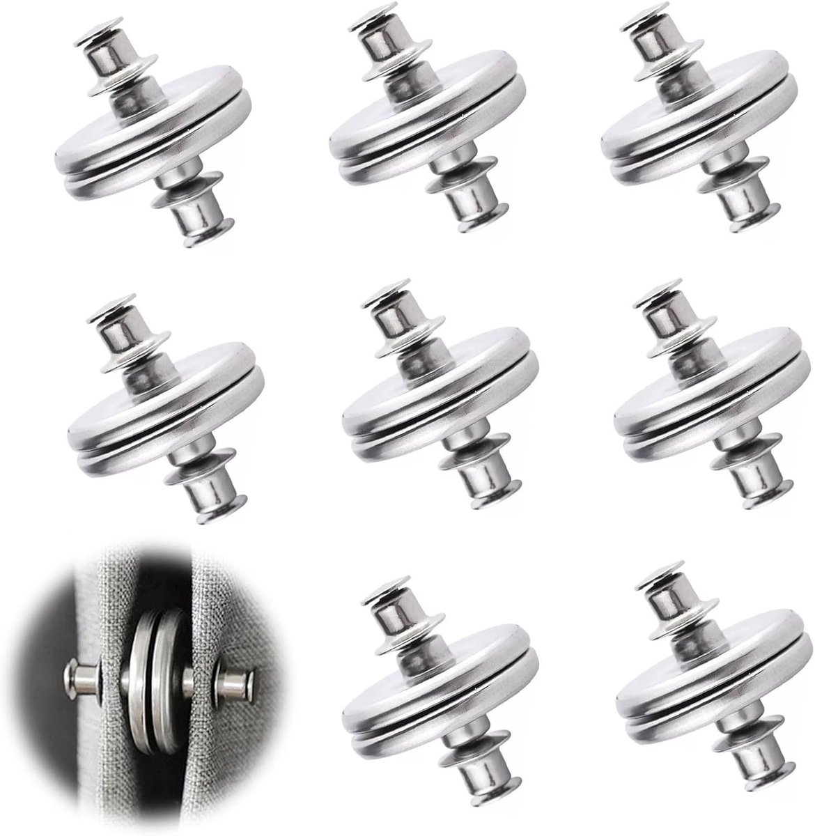 SnelShoppen - 16 Stuks Magnetische Gordijnknoppen - Roestvrijstalen Magneten voor Gordijnen - Geschikt voor Woonkamer, Slaapkamer, Badkamer, Keuken, K