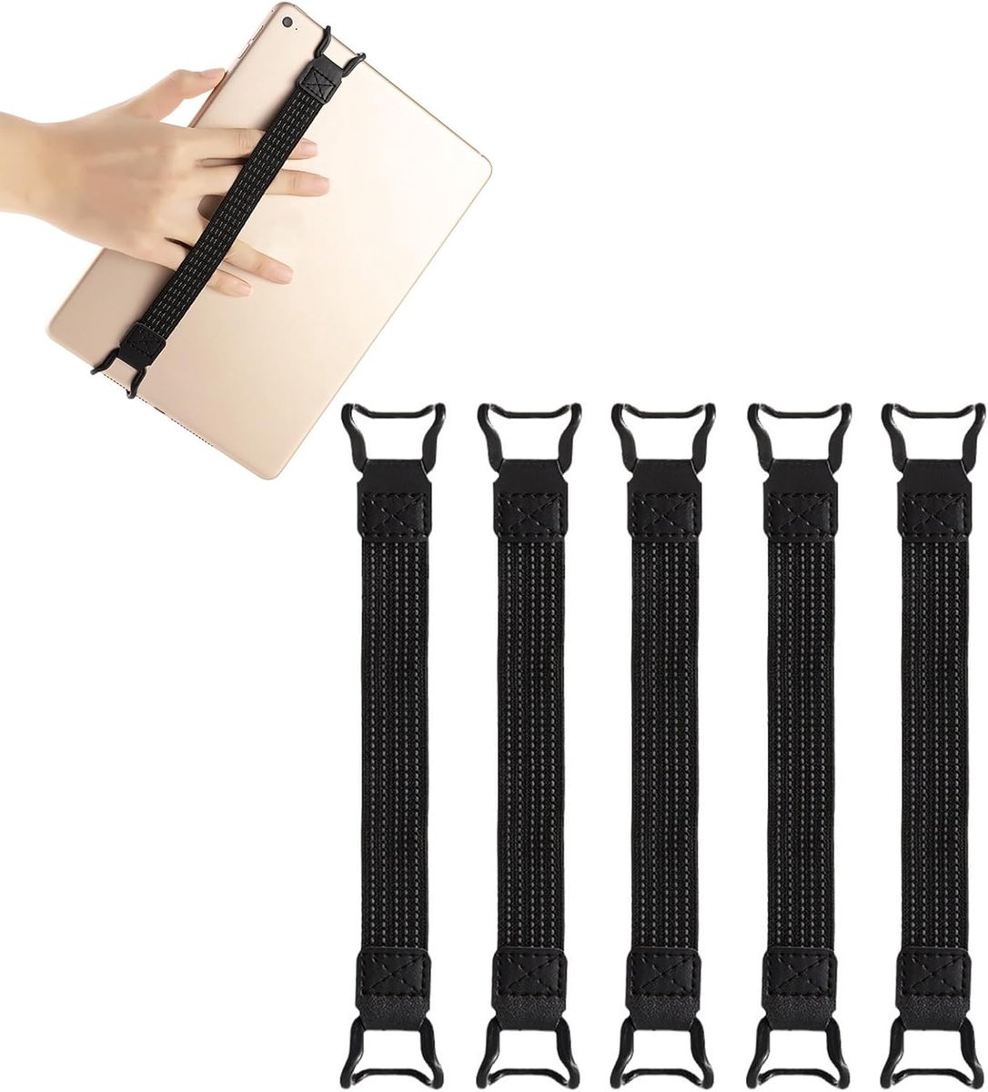 SnelShoppen - Pack van 5 Finger Holders Handle Holders 20 x 2 cm - Hoog Elastische Bevestigingsriem voor 6-12.9 Inch Tablet & E-Reader met Vinger- en