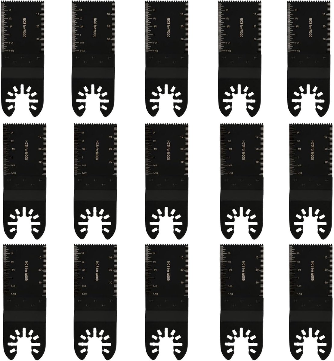 SnelShoppen - 15pcs Oscillerende Multi Tool Blades, 34mm Universele Zaagbladen met Snelle Bevestiging voor Hout, Plastic, Metaal en PVC - Hoogwaardige