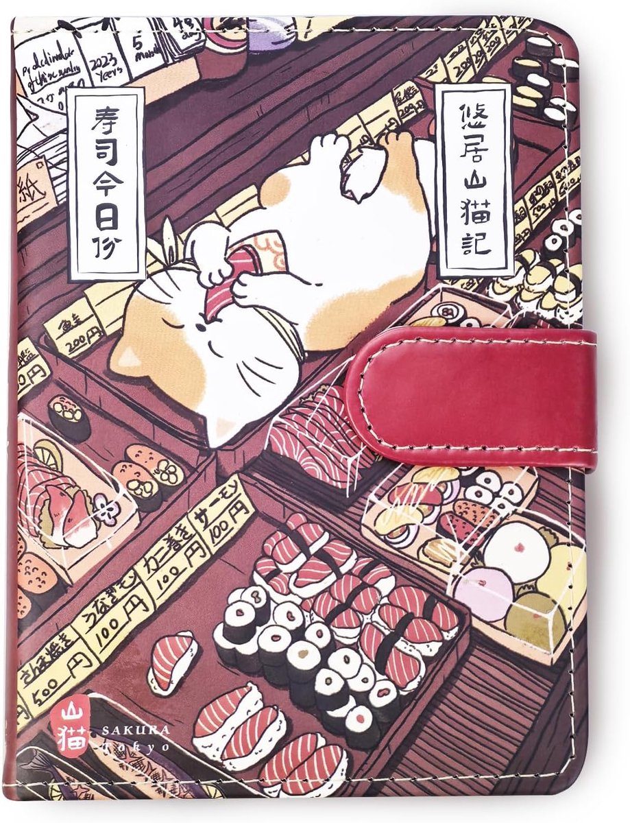 SnelShoppen - Notitieboek A5 met Magnetische Sluiting, Lijnpapier, Japanse Cartoon Cover, Handgeschilderd PU Leer, Dagboek, Schoolspullen, Creatief Sc