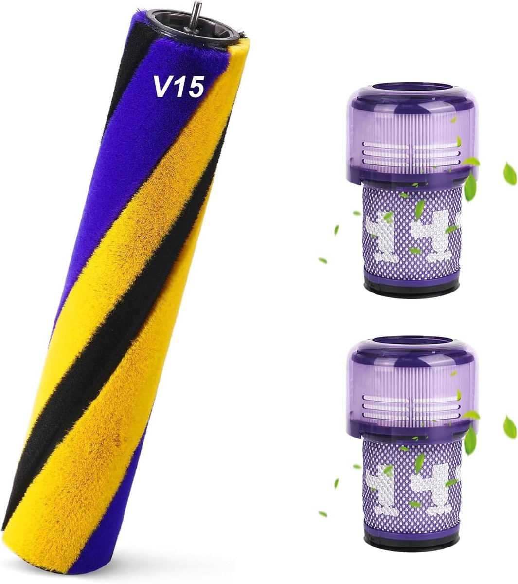SnelShoppen - Vervangende Borstelrol voor Stofzuiger, Compatibel met V15 Detect Slim, Absolute, Total Clean, Soft Roller, HEPA Filter Set, 971634-01