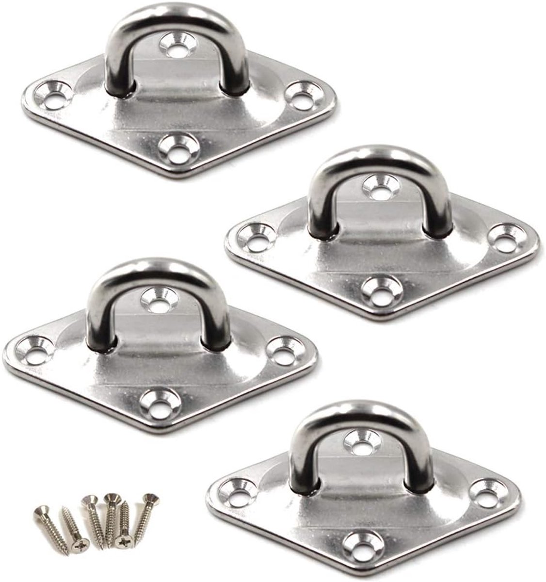 SnelShoppen - M8 Ceiling Hook Pad Eye Plate 304 RVS Wandbeugel Haak Set van 4 - Sterk & Corrosiebestendig voor Buiten en Binnengebruik