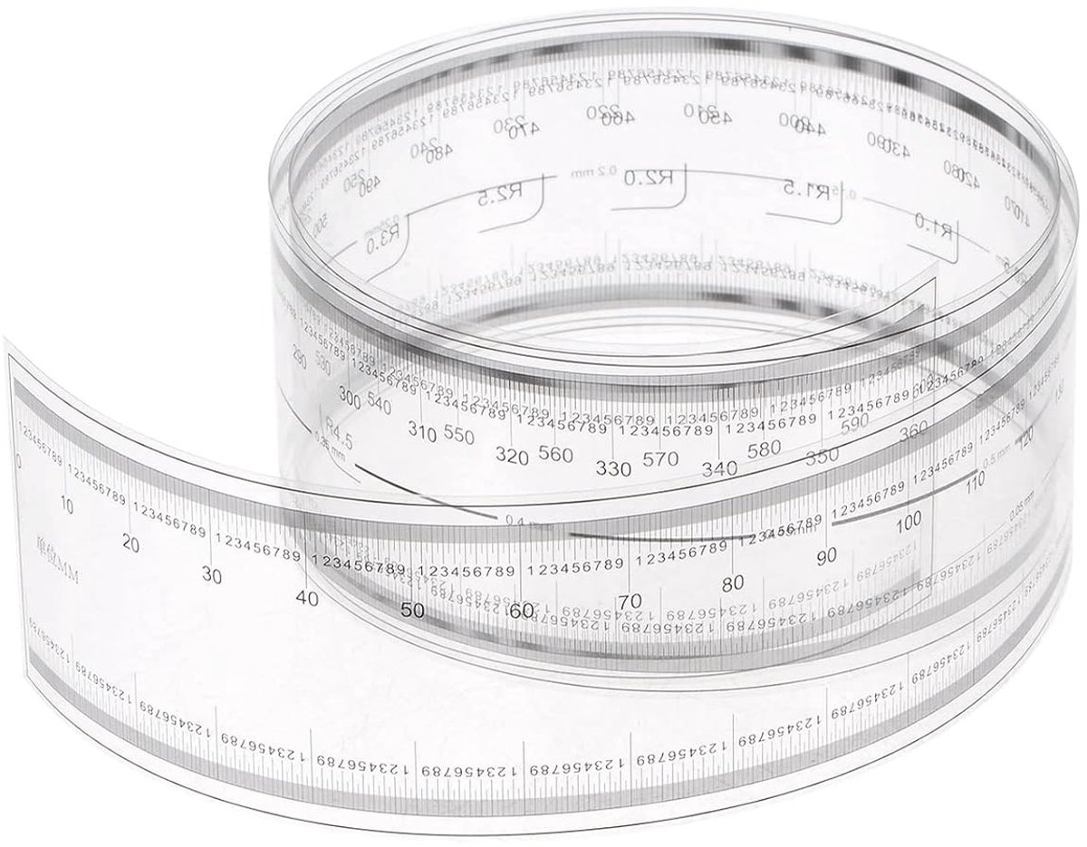 SnelShoppen - Flexibele Film Liniaal 60cm - 0.1mm Ladder met R Hoek en Breedte Lijnen - PET Plastic Vouwbare Rechte Liniaal - Transparant Meetinstrume