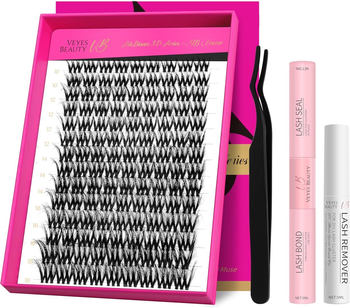 SnelShoppen - Individual Eyelash Clusters 3D Wispy Mix Kit 10-18mm - DIY Wimperextensions - Perfect voor Feest, Dagelijks Gebruik, Makkelijk Aan te Br