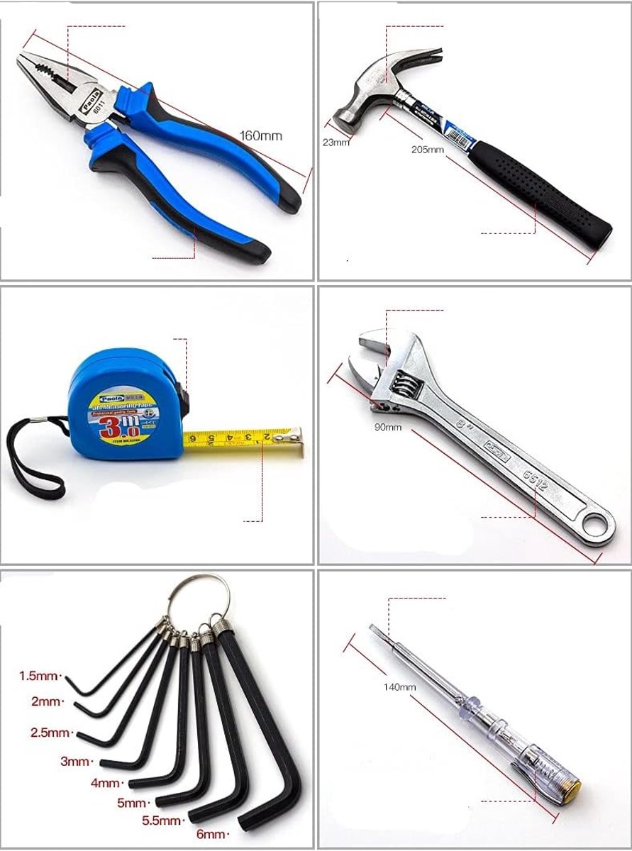 SnelShoppen - 26-Delige Handgereedschapset met Gereedschapskoffer - Gereedschapset voor Klussen, Reparaties en Onderhoud - Inclusief Tang, Instelbare