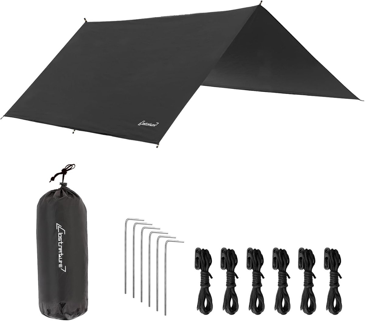 SnelShoppen - Waterproof Camping Tarp 305x293 cm - Lichtgewicht Tarpaulin voor Outdoor, Hiking, Zon- en Regenbescherming, Robuust en Duurzaam, Ideaal