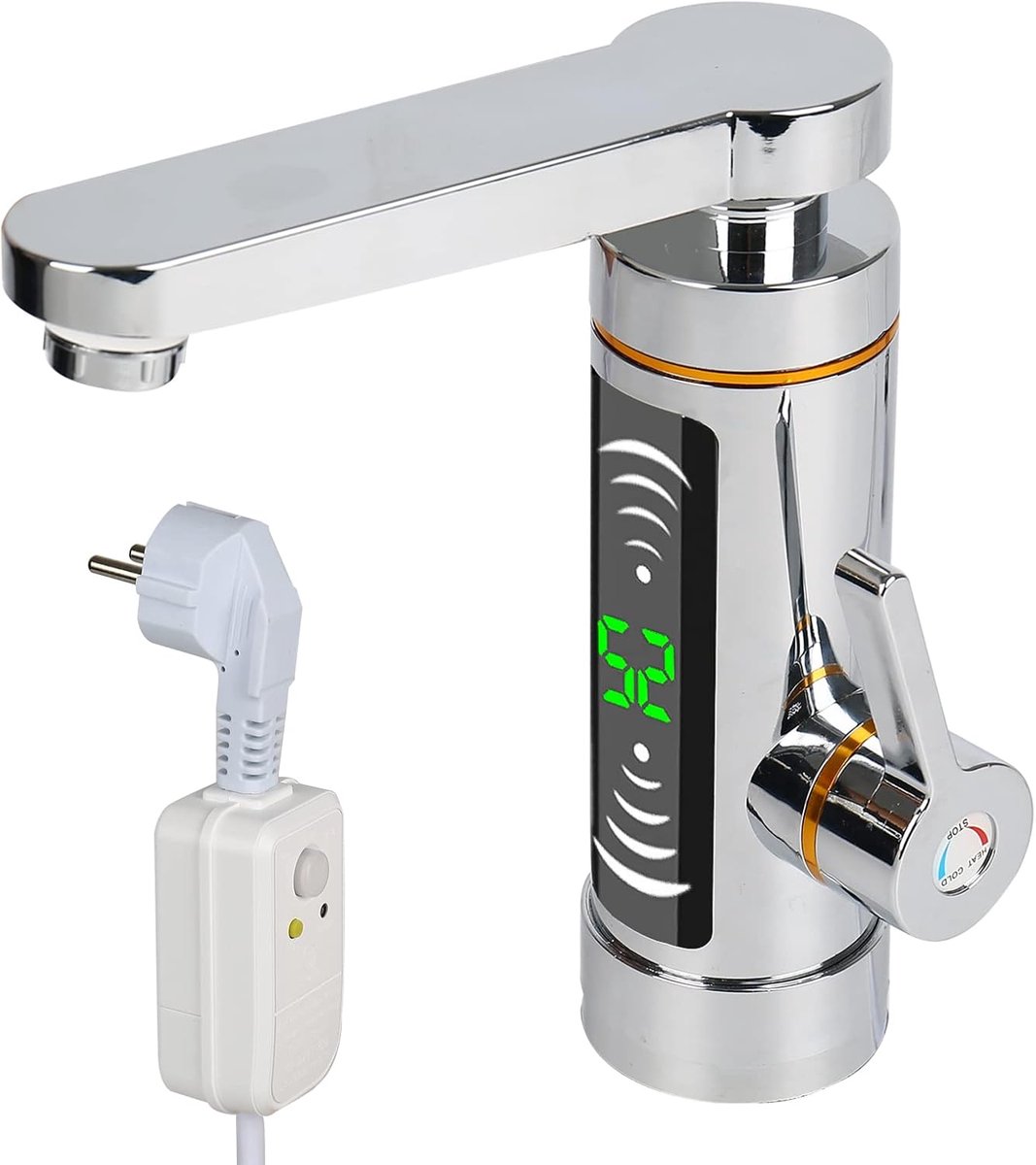 SnelShoppen - Electric Faucet Water Heater 360° Rotating Tap 3000W met LED Temperatuurweergave voor Badkamer, Keuken en Wastafel