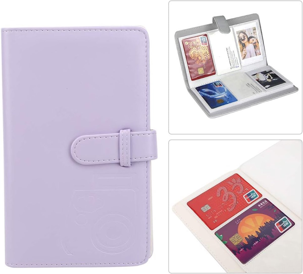SnelShoppen - Fotoalbum 96 Compartimenten voor Mini Camera's - Fotokaart Binder voor 7.5cm Foto's - Violet - Perfect voor Herinneringen en Feesten