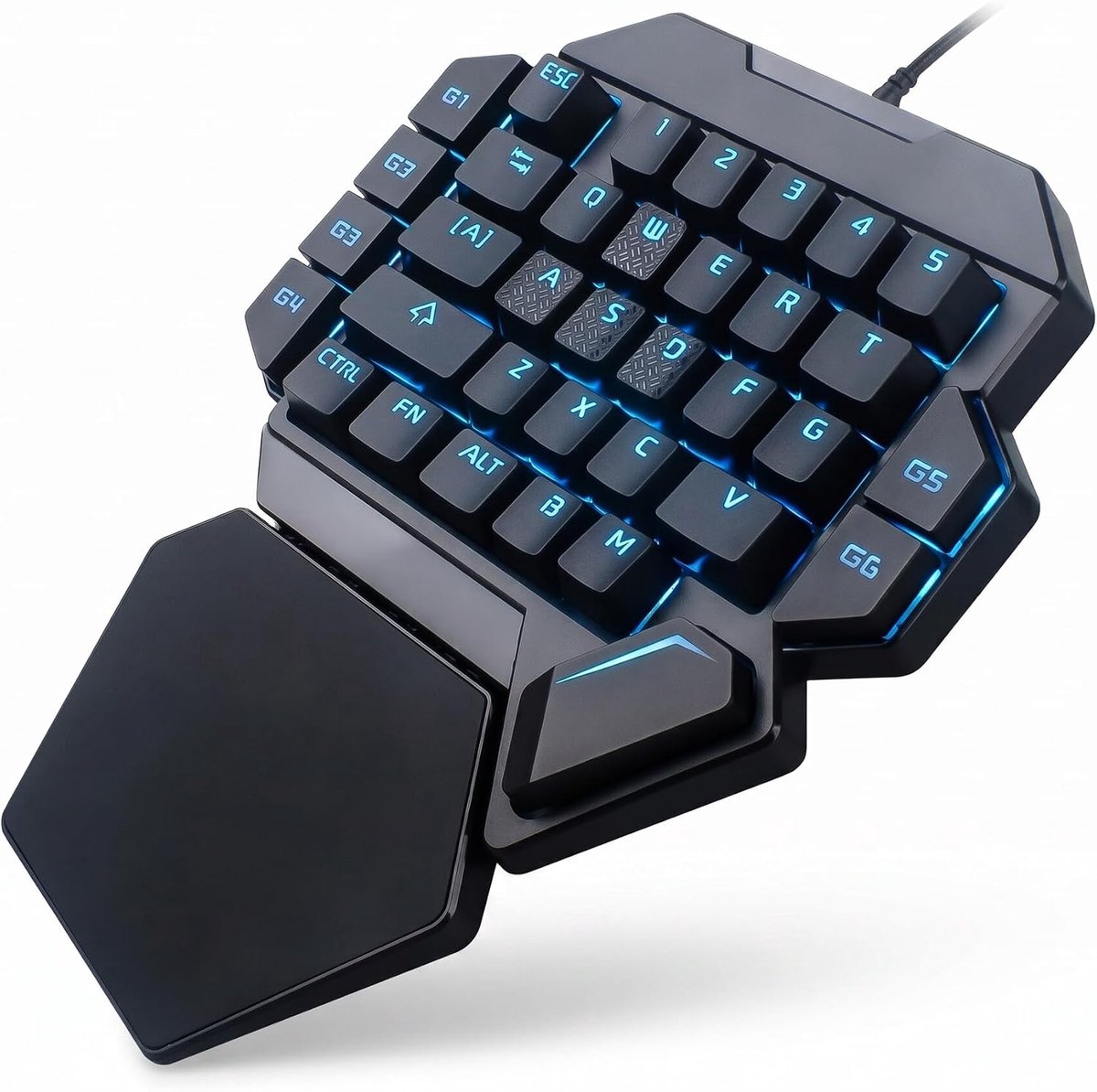 SnelShoppen - One Hand Keyboard - Wired USB Gaming Toetsenbord met 35 Toetsen - Mechanisch, Blauw Switch, 9 Achtergrondkleuren, Geschikt voor PC en La