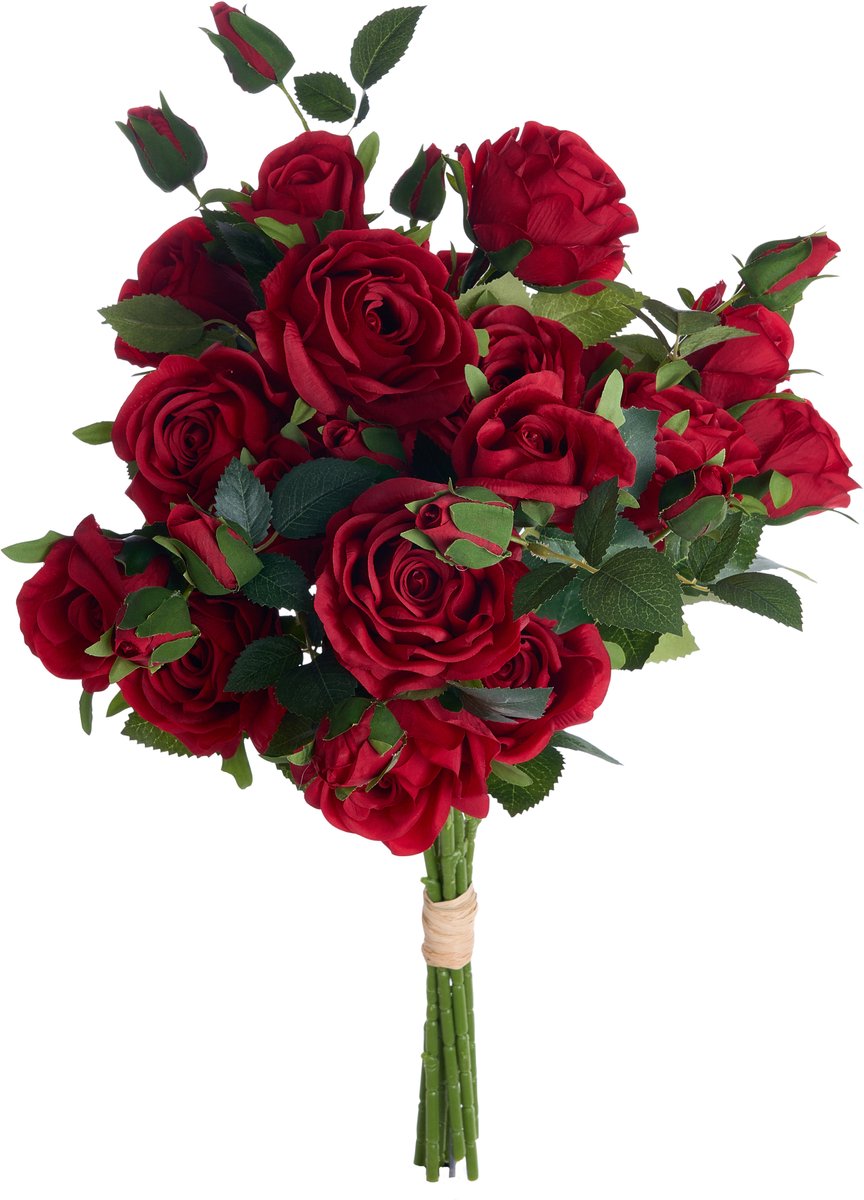 BOIRO - Kunstbloemenboeket - Rood - Polyester