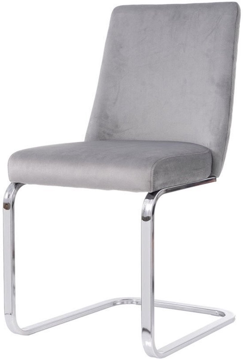 Eetkamerstoel – Stoel – Kuipstoel – Loungestoel – Zithoekstoel – Deluxe Grijze Velvet Bekl