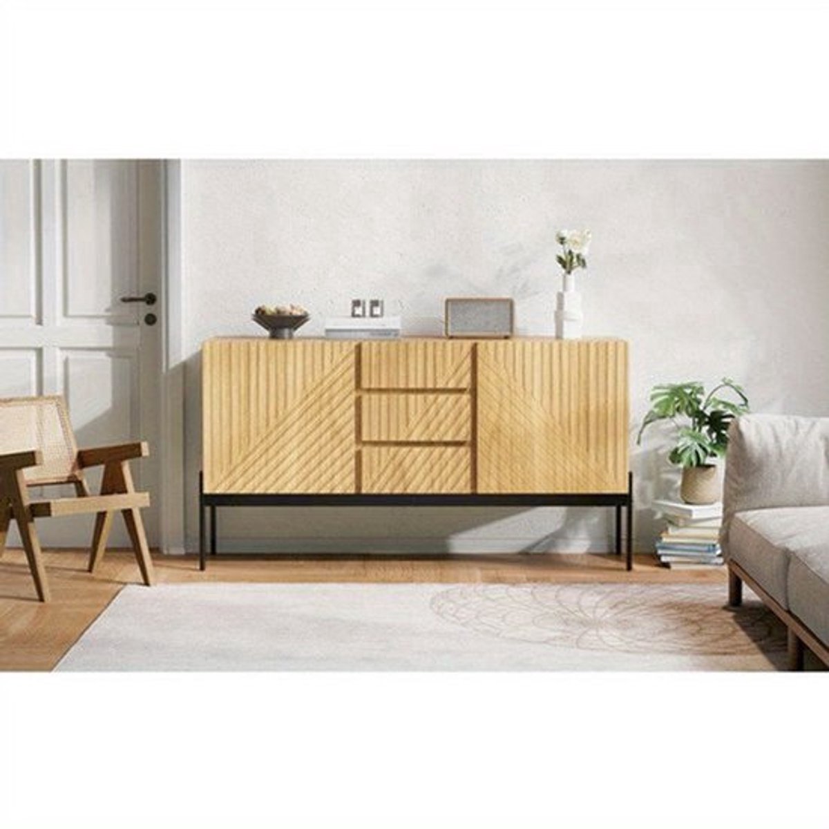 Dressoir – Sideboard – Opbergkast – TV-meubel – Buffetkast – Metaal & Spaanplaat – 2 Deure