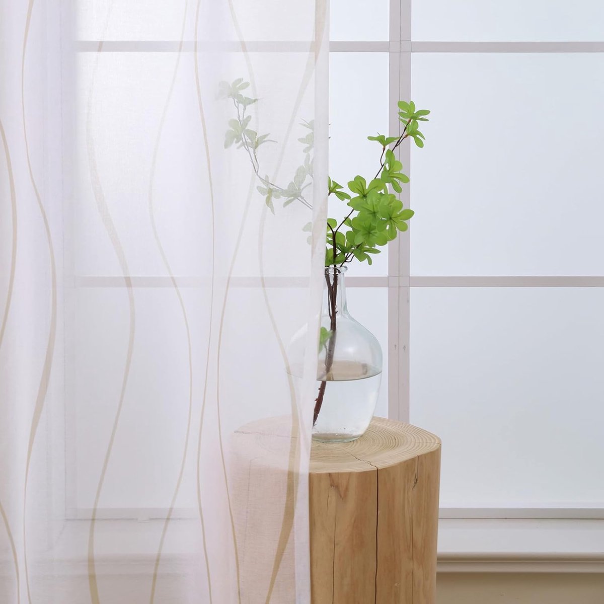 SnelShoppen - Luxe Rimpel Gordijnen Wit Beige voor Woonkamer en Slaapkamer - Set van 2 - 245 cm Lang - Transparante Rail Gordijnen - Modern Linnen Loo