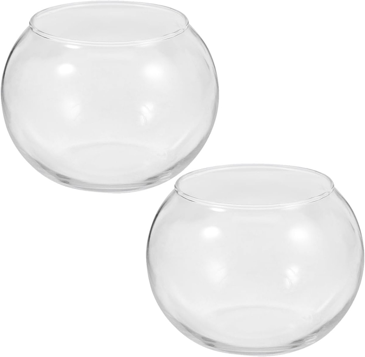 SnelShoppen - 2x Duidelijke Glazen Bubble Vaas Set 12x12x10 cm - Ronde Terrarium met Vis Schaal - Glazen Kaarsenhouder voor Bruiloft en Thuisdecoratie
