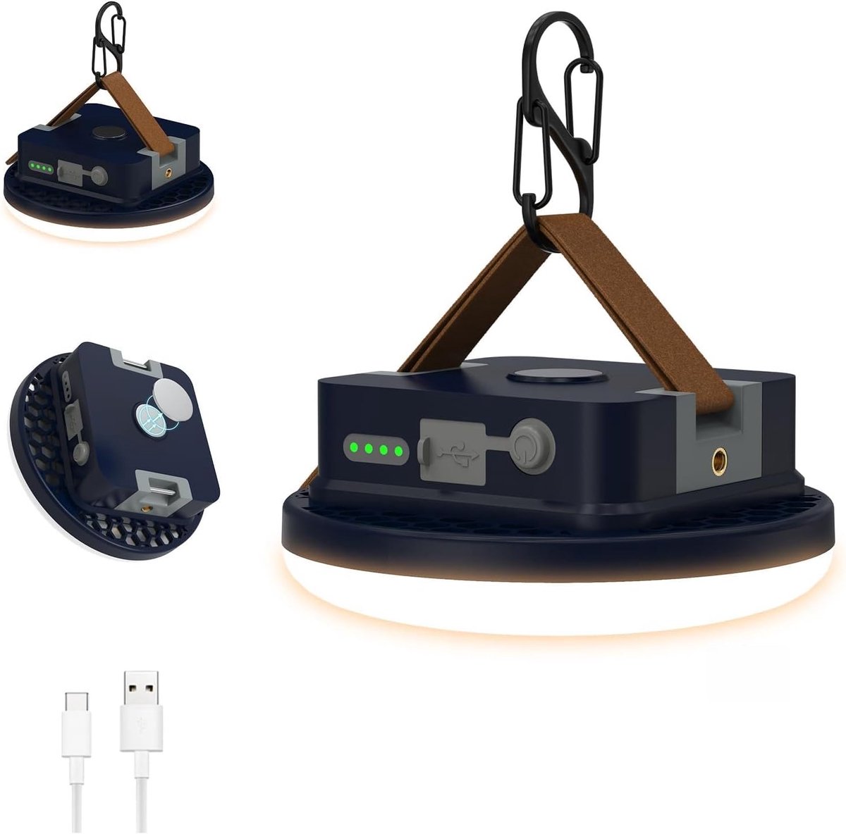 SnelShoppen - 12000 mAh Oplaadbare Campinglamp met Afstandsbediening, Traploze Dimbaarheid, 3 Lichtmodi, IPX5 Waterdicht, Magneet en Haak - Perfect vo