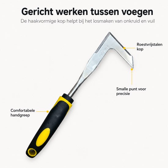 Voegenkrabber - RVS - Voegenreiniger - Onkruidmes 30 cm met Beschermhoes - Voegen schoonmaken - Tuingereedschap — afbeelding 2