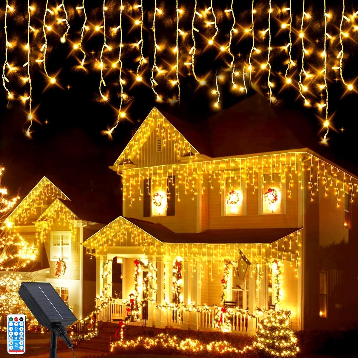 SnelShoppen - 10m 366 LED Solar Fairy Lights - Waterdichte Ijskristal Lichten met 8 Modussen voor Tuin, Feest, Bruiloft, Decoratie