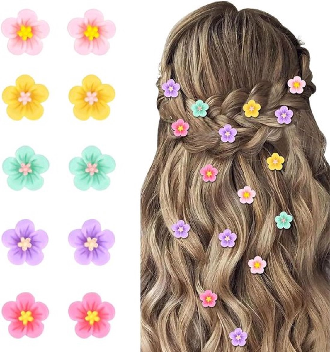 Kleurrijke Bloemenhaarspelden voor Meisjes en Vrouwen - Set van 10 Stuks