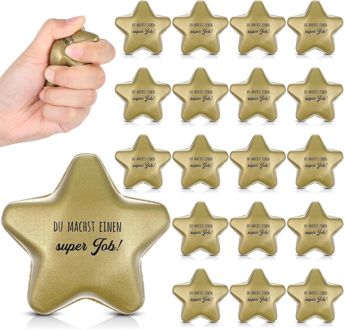 SnelShoppen - Sterren Stressbal Set van 20 - Anti-Stressballen voor Volwassenen - Afscheidscadeau voor Leraren en Collega's - Stressverlichting, Reval