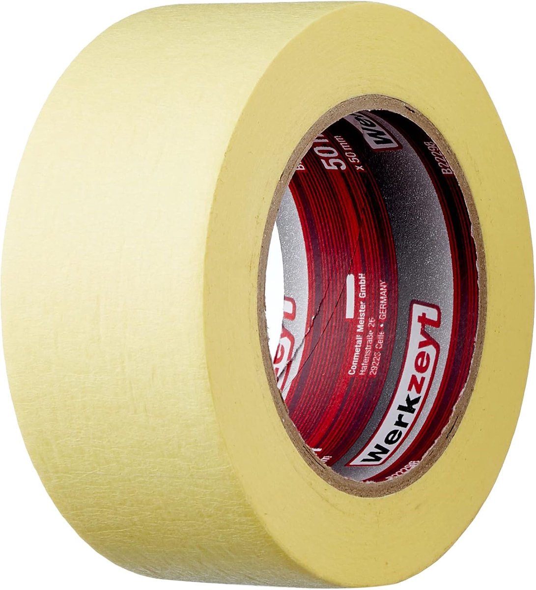 SnelShoppen - Crepe Tape 50mm x 50m - Universele Maskingtape voor Schilderen en Afplakken - Restloos Verwijderbaar - Ideaal voor Ramen, Deuren, en Sto