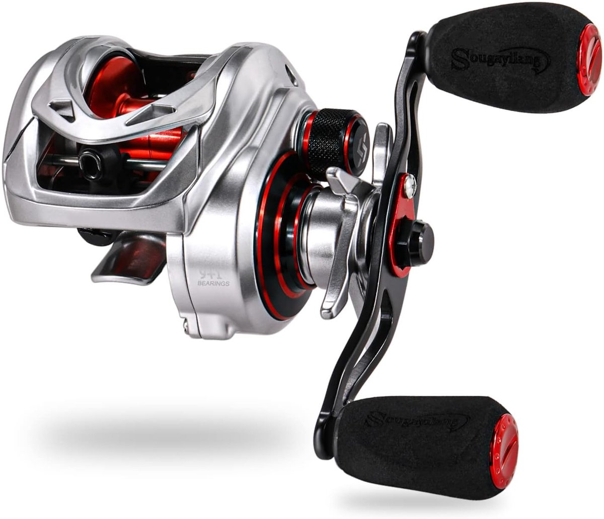SnelShoppen - Baitcasting Reel 8.0:1 Hoge Snelheid Koolstofvezel Drag Haspel 18 lbs Magnetisch Remsysteem voor Zoutwater en Zoetwater Vissen