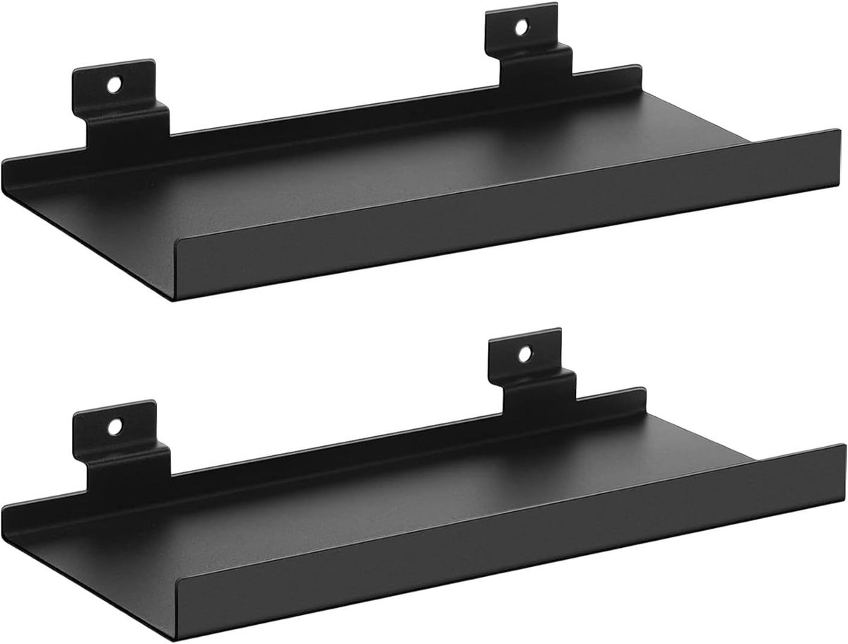 SnelShoppen - Wall Organizer voor Akoestische Panelen, 2 Stuks, Muurbevestigde Metalen Floating Rack voor Woonkamer, Slaapkamer, Kantoor, Keuken, Ruim