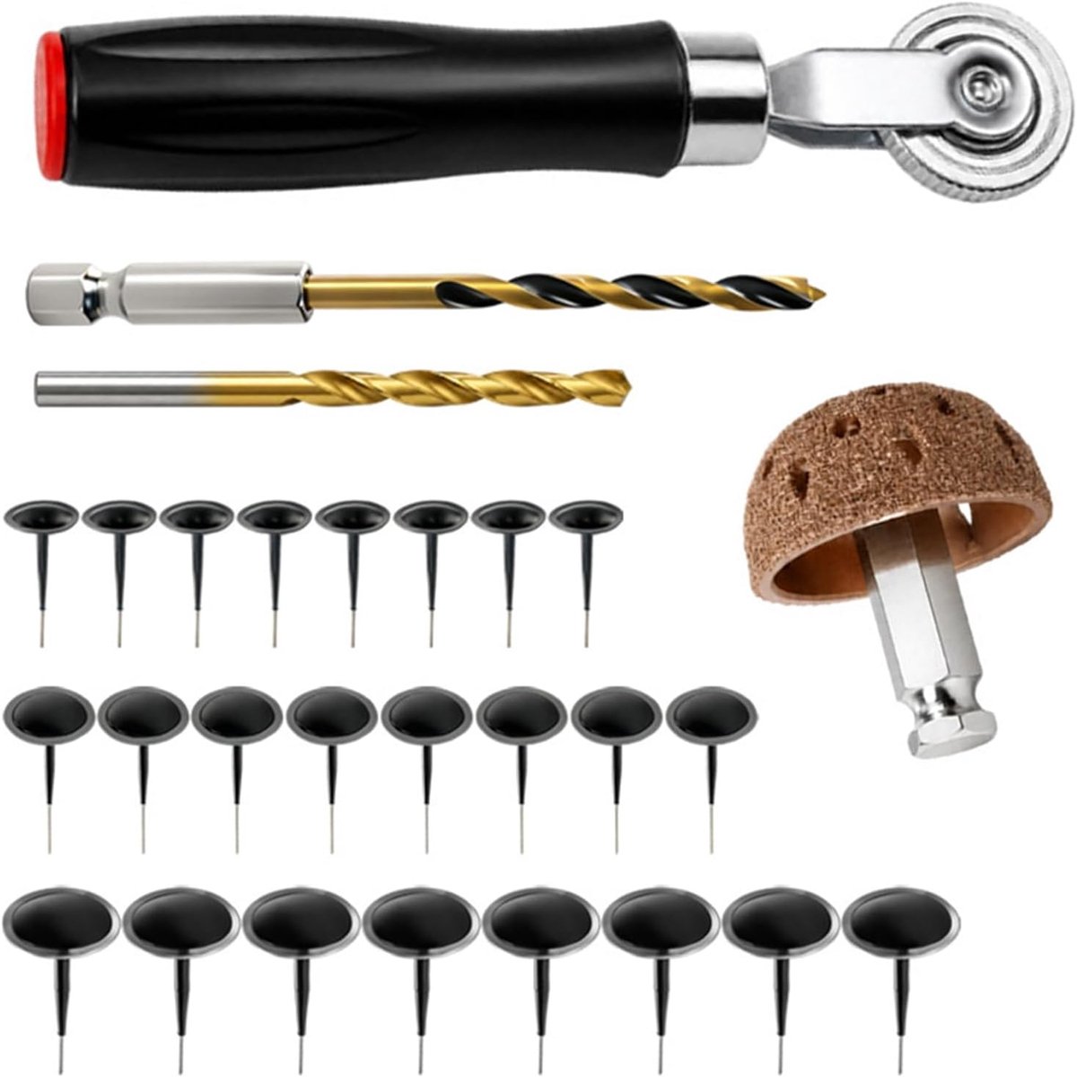 SnelShoppen - Bandenreparatieset 28 Stuks - Bandenreparatiegereedschap voor Auto, Vrachtwagen, Motorfiets, Fiets - Duurzaam Rubber en Metaal - Paddens