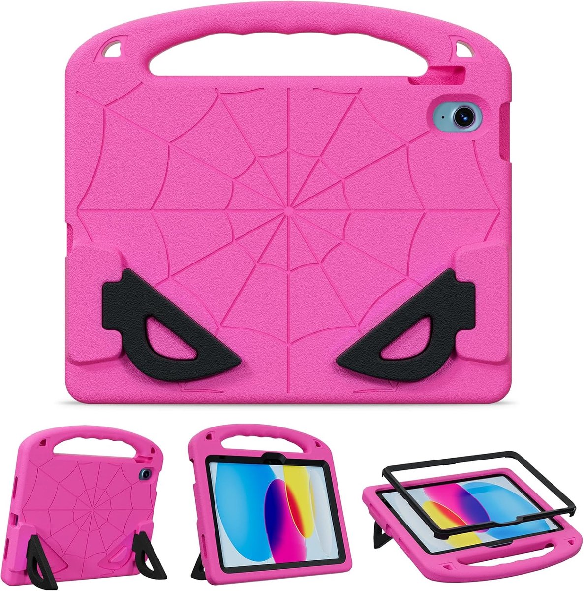 SnelShoppen - Kids Case voor iPad A16 11e/10e Generatie - Full-Body Druppelbeveiliging Case met Screen Protector - Schokbestendige EVA Handgreep - Ros