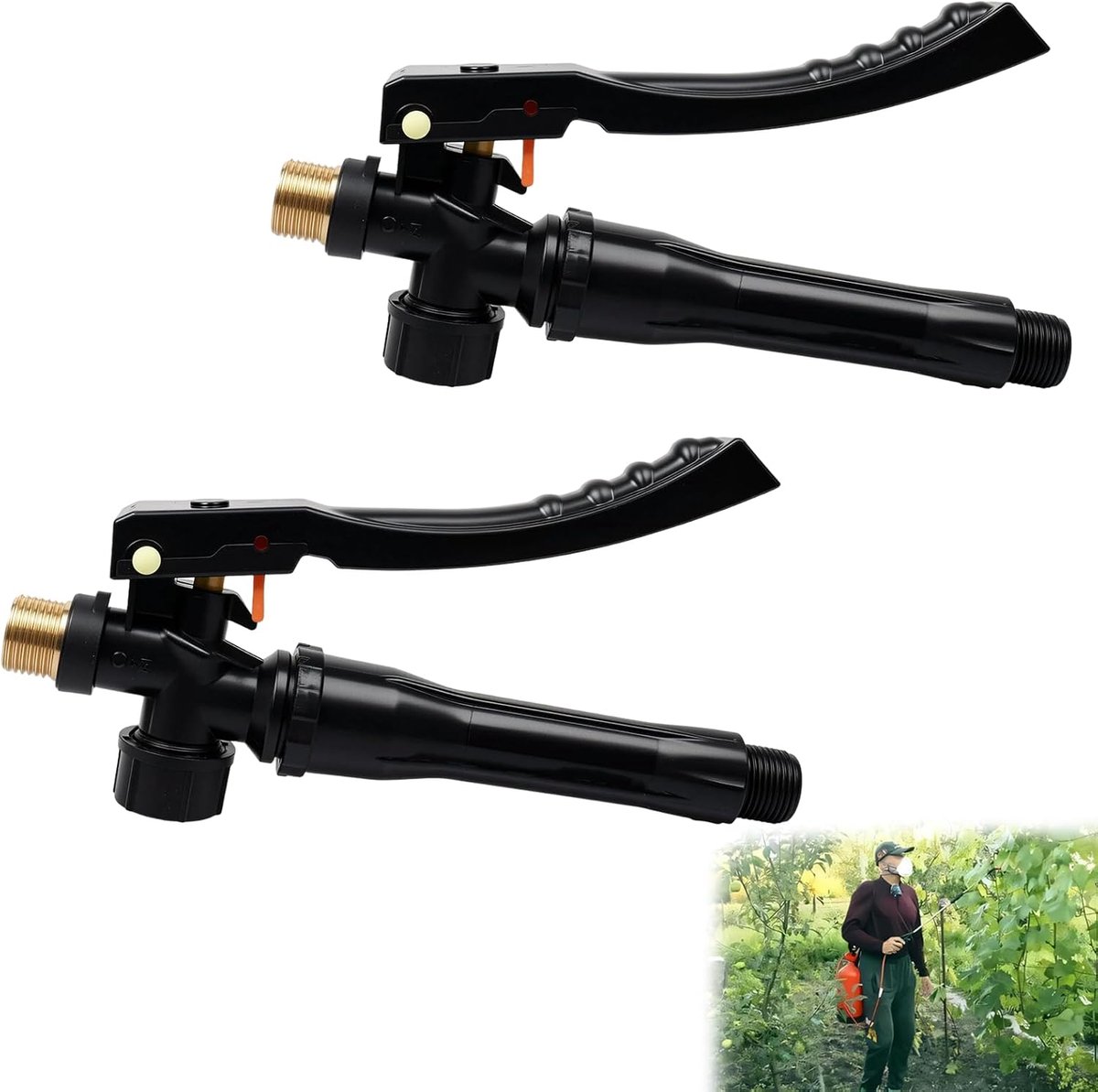 SnelShoppen - Pack van 2 Tuinsproeiers met Handgreep, Vervangende Handgreep voor Tuinirrigatie, M18/M14 Schroefdraad, 17.5 cm, Robuuste Koper, Handspu