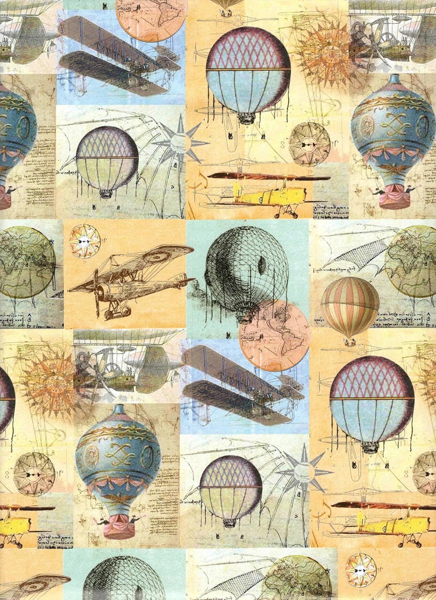 SnelShoppen - XXL Cadeaupapier set van 3 vellen 90x65 cm, FSC Papier, Plasticvrij, Milieuvriendelijk, Ballon Thema voor Feestjes, Verjaardagen en Gesc