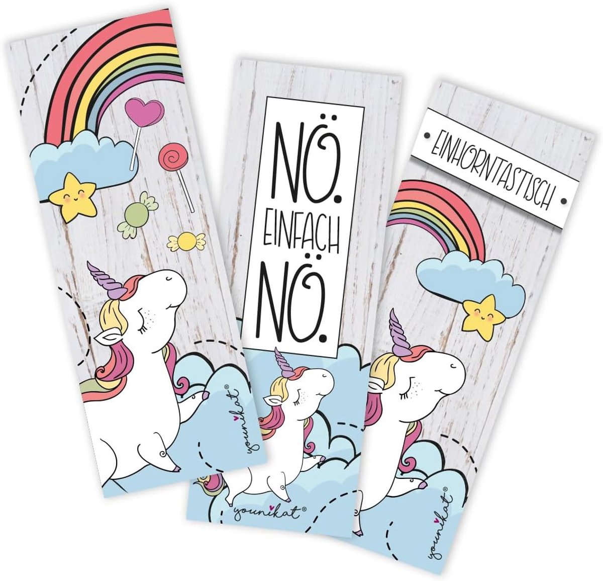 SnelShoppen - 12 Unicorn Boekenleggers voor Kinderen - 3 Schattige Ontwerpen - 5x14.8 cm - Perfect voor School, Verjaardag, Kerst en Meer
