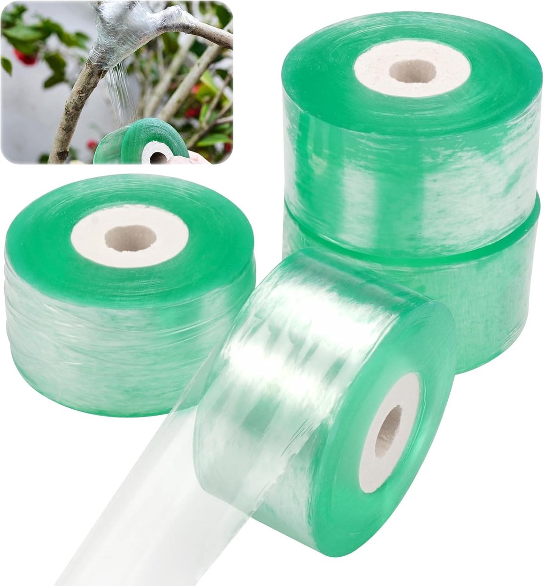 SnelShoppen - 4 Stuks Grafting Tape, 100m x 3cm Biologisch Afbreekbare, Transparante Zelfklevende Grafting Tape voor Tuin, Fruitbomen en Planten