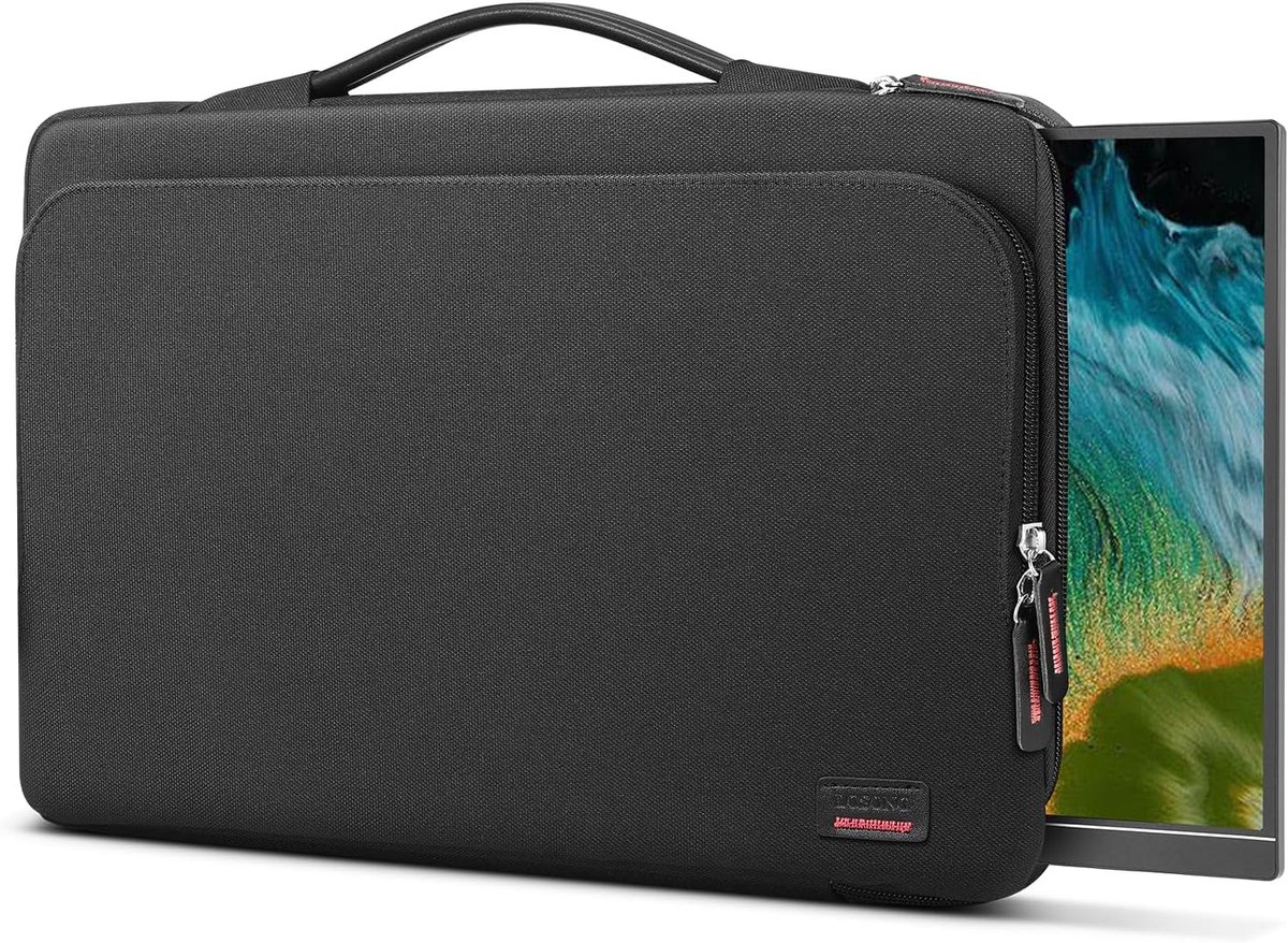 SnelShoppen - 16.1/15.6 Inch Draagbare Monitor Tas - Waterdichte Laptop Beschermhoes met PU Handvat - Grote Accessoire Compartment voor Reis en Gebrui