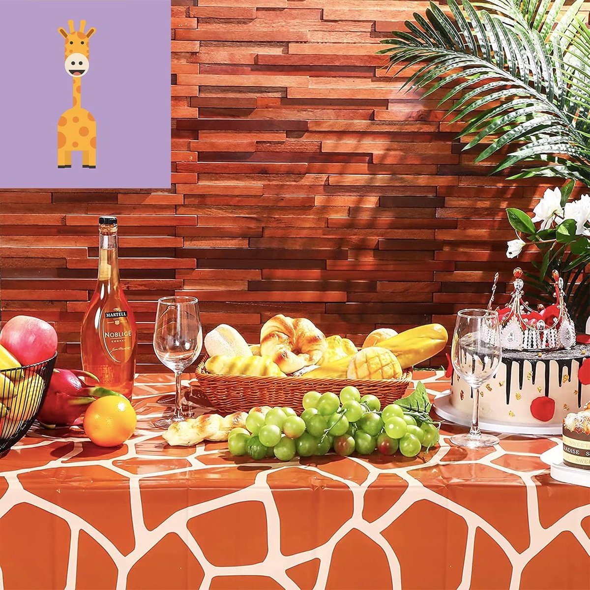 SnelShoppen - Jungle Safari Dieren Tafelkleden Giraffe Print Plastic Tafelkleed 137cm x 270cm voor Feest, Kinderfeest, Dierenfeest, PVC Tafelbedekking
