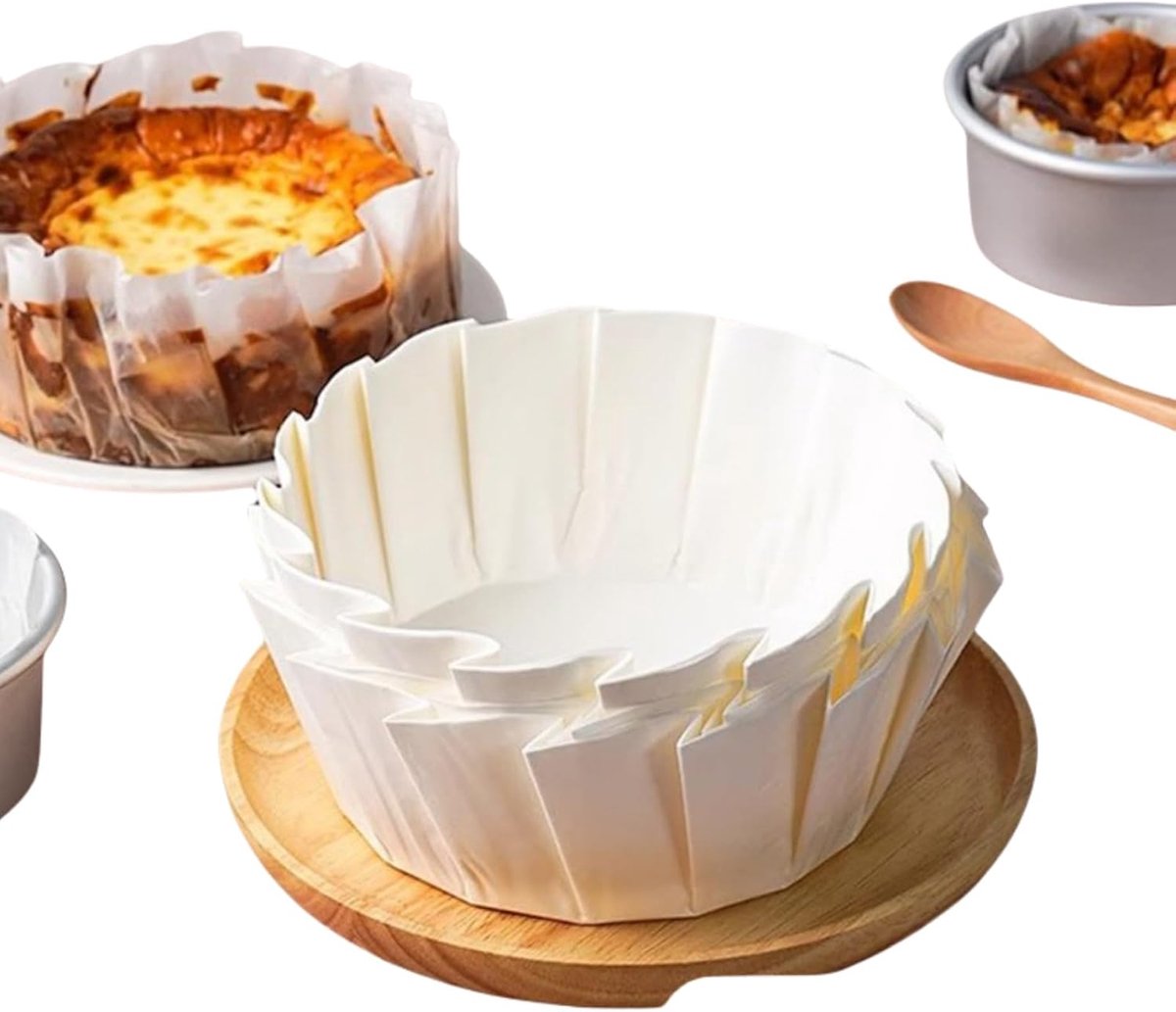 SnelShoppen - 100 Stuks Cakepapier, Bakpapier, Ronde Bakvormen, Muffin Mallen 6/8 Inch, Cupcake Mallen, Patisserie Bakvormen voor Taarten (15cm)