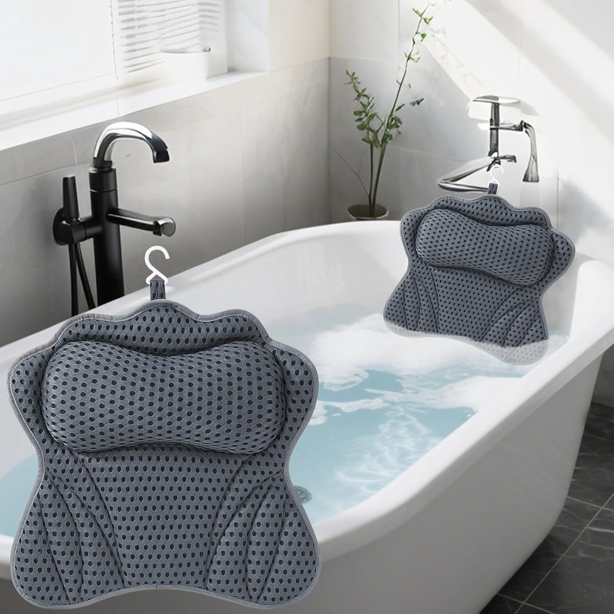 SnelShoppen - Badkussen, 4D Air Mesh Badkussen met Ondersteuning voor Hoofd, Nek, Schouders en Rug, Spa Kussen, Geschikt voor Alle Badtypes