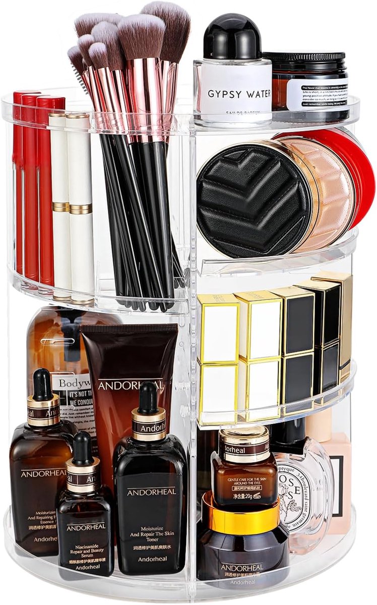 SnelShoppen - Miiepls Makeup Cosmetic Organiser - 360° Rotatable, 7 Verstelbare Niveaus, Grote Capaciteit, Transparante Makeup Organiser voor Dresser,