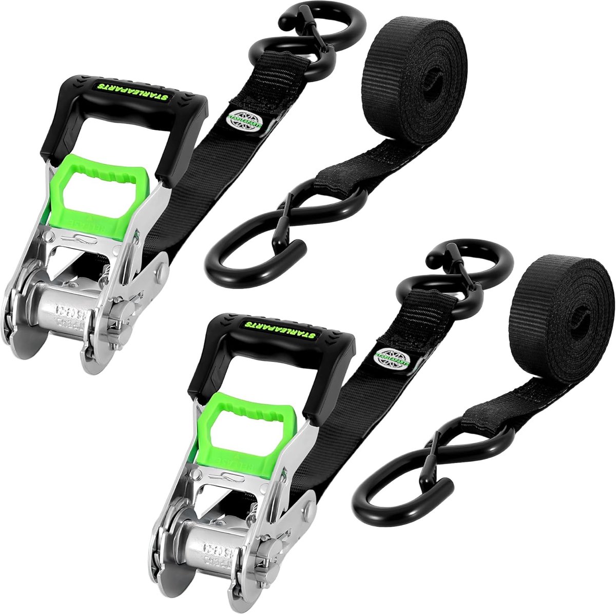 SnelShoppen - Ratchet Lashing Straps Set van 2, 25 mm x 4 m, Breukvast tot 800 kg, Lashing Straps met Haak en Ratchet voor Motor, Verhuizing, Tuin en