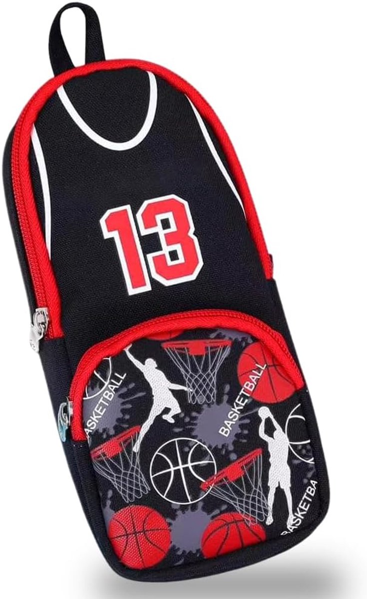 SnelShoppen - Basketball Etui Grote Capaciteit, Zwart, 22x9x6cm - Waterdicht en Duurzaam Oxford Canvas voor School, Kantoor en Sport