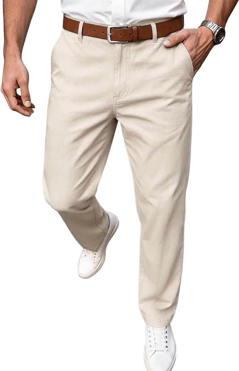 Currero Pantalon Heren Chino Regular Fit Golfbroek Nette Broek Met Elastische Tailleband Volwassenen XXS/XS Beige